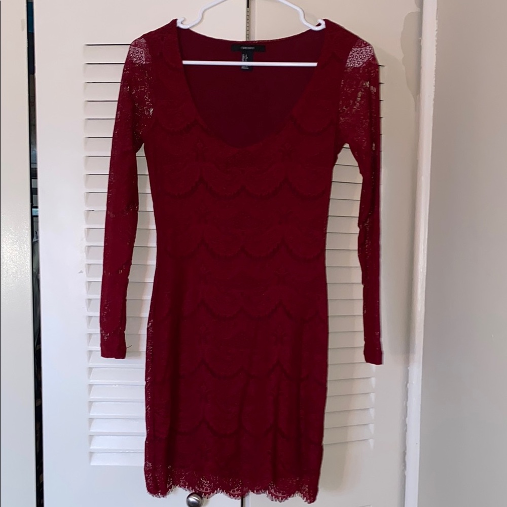 Forever 21 Elegant Red Lace Dress